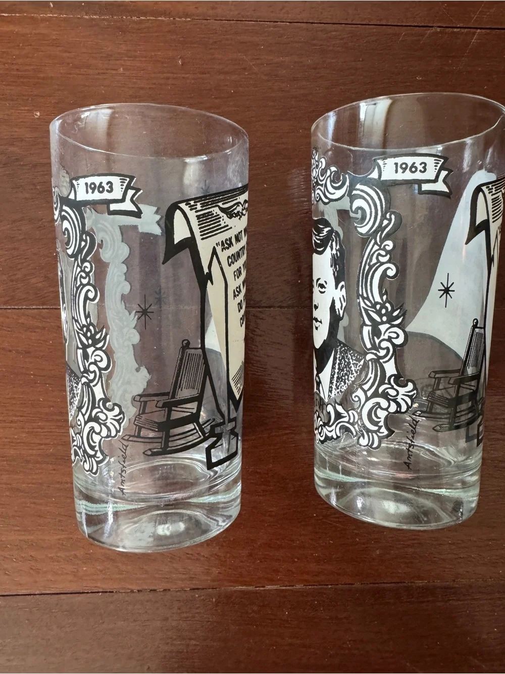 Vintage John F. Kennedy Inauguration Drinking Glasses set of 2